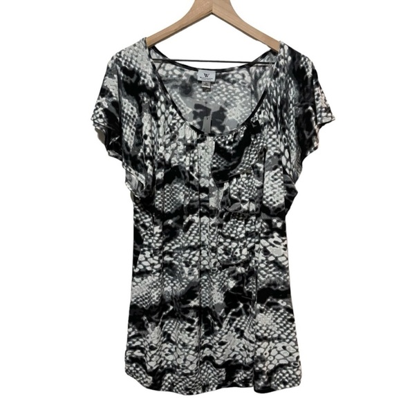 Worthington Woman Bundle of 2 Stretch Layered Ruffle Blouse Tops Animal Print 1X - Picture 2 of 15